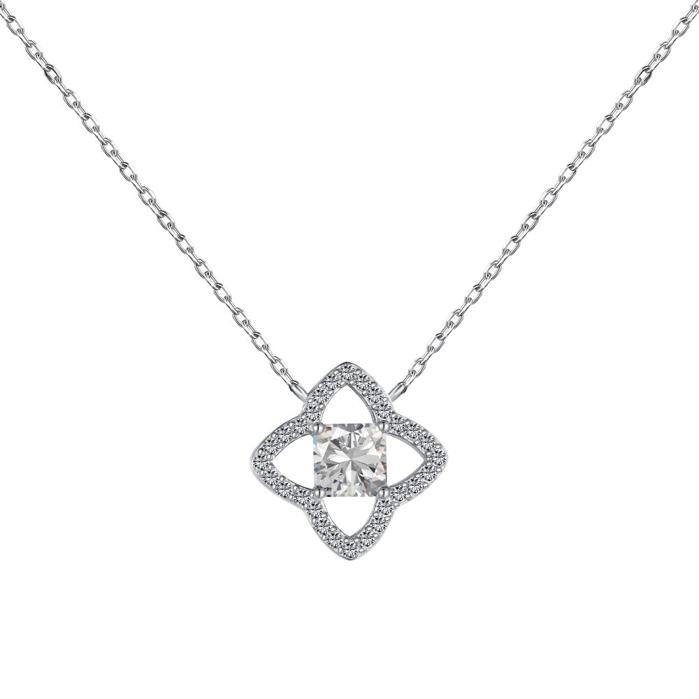 [Kismet Jewels ]Exquisite Flower Shape Princess Cut Necklace