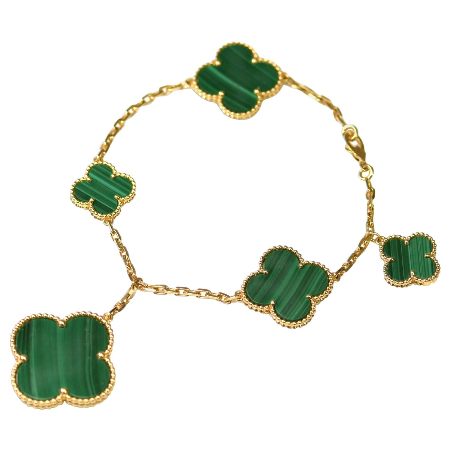 [Kismet Jewels ]MAGIC CLOVER MALACHITE GOLD BRACELET 5 MOTIFS