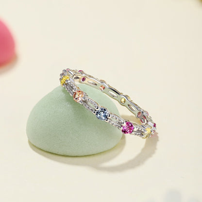 [Kismet Jewels ]Sparkling Colorful Round Cut Tennis Ring