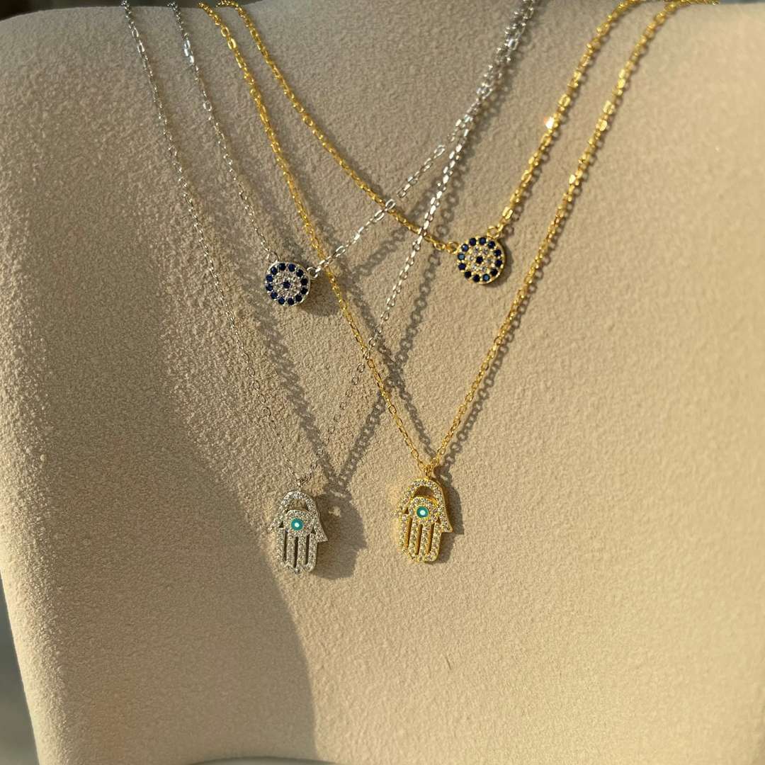 [Kismet Jewels ]Demon Eye Hamsa Palm Necklace