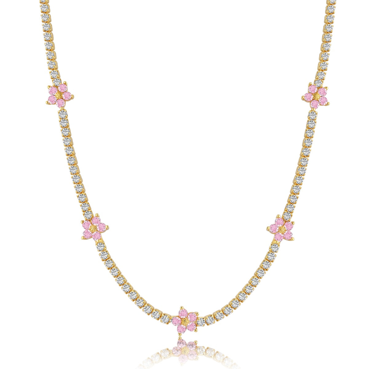 [Echo Fine ]Luxurious Colorful Flower Tennis Necklace