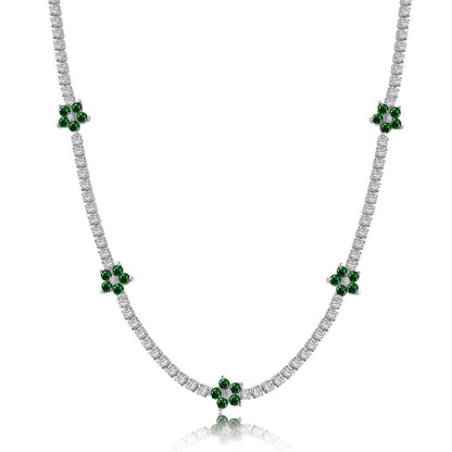 [Echo Fine ]Luxurious Colorful Flower Tennis Necklace