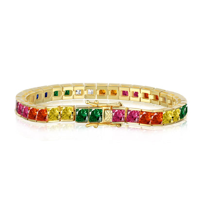 [Kismet Jewels ]Radiant Colorful Princess Cut Tennis Bracelet