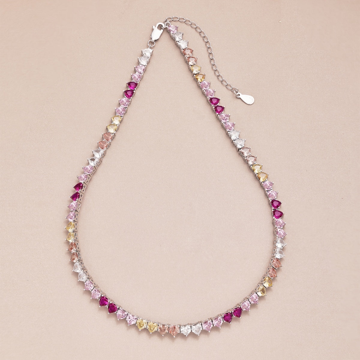 [Echo Fine ]Sparkling Colorful Full Heart Tennis Necklace