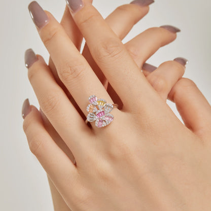 [Kismet Jewels ]Sparkling Colorful Water Drop Shape Daily Ring