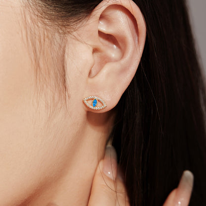 [Kismet Jewels ]Blue Devil Eyes Hollow Stud Earrings