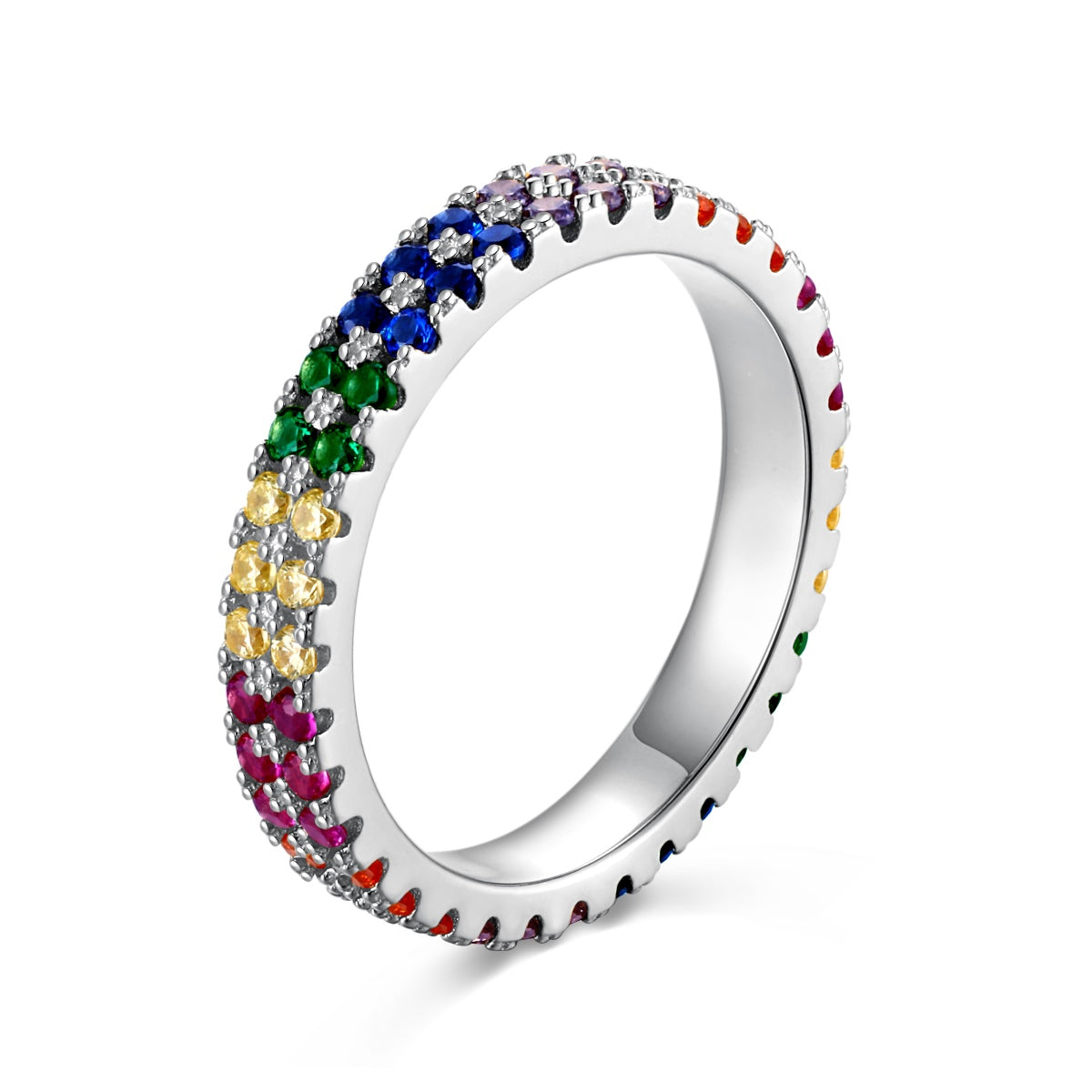 [Kismet Jewels ]Unique Colorful Round Cut Tennis Ring