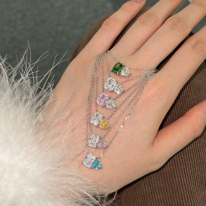 [Kismet Jewels ]Dazzling Square & Heart Shape Necklace