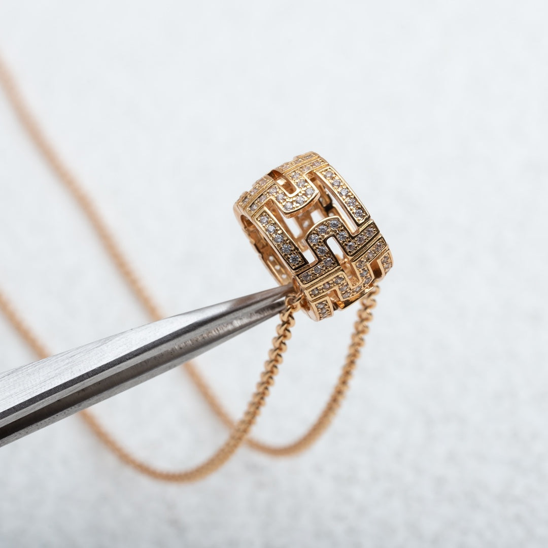 [Kismet Jewels ]PARENTESI NECKLACE PINK GOLD DIAMOND