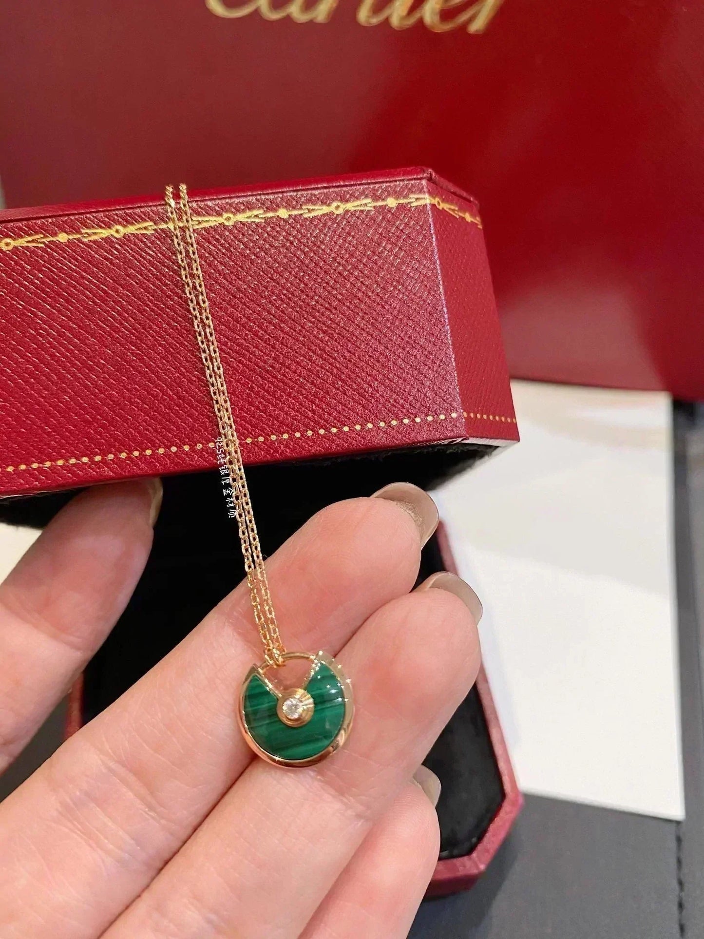 [Echo ]AMULETTE ROSE GOLD MALACHITE NECKLACE