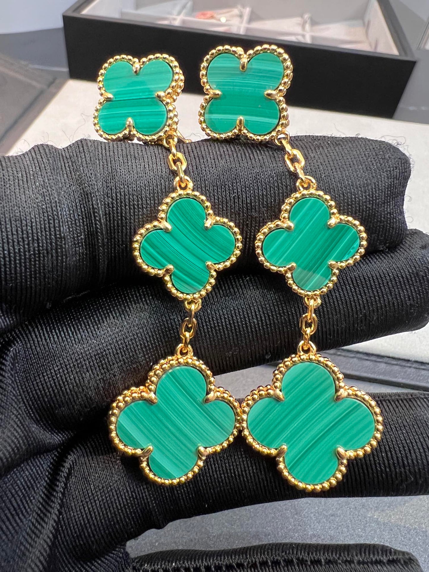 [Kismet Jewels ]CLOVER MALACHITE 3 MOTIFS GOLD