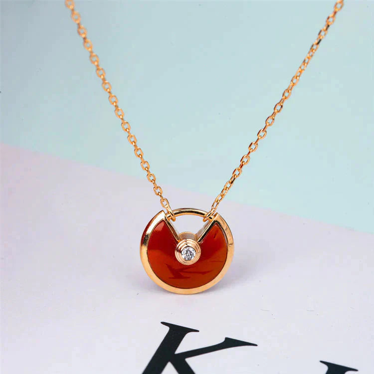[Kismet Jewels ]AMULETTE GOLD CARNELIAN ONYX NECKLACE