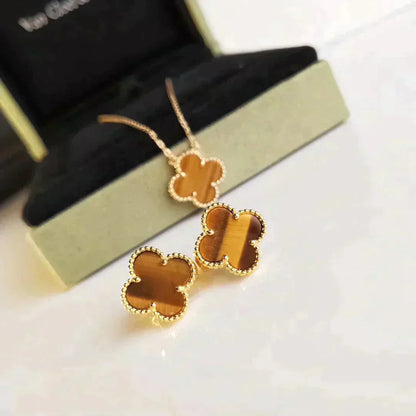 [Kismet Jewels ]CLOVER MEDIUM 1 MOTIFS TIGER EYE EARRINGS