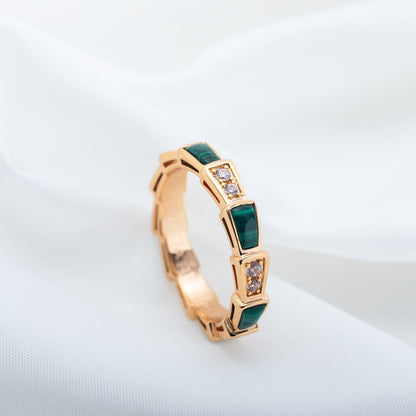 [Echo ]SERPENTI RING PINK GOLD MALACHITE DIAMOND 3MM