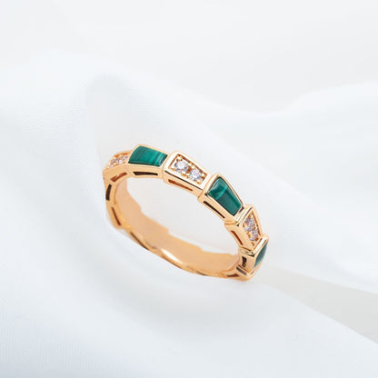 [Echo ]SERPENTI RING PINK GOLD MALACHITE DIAMOND 3MM