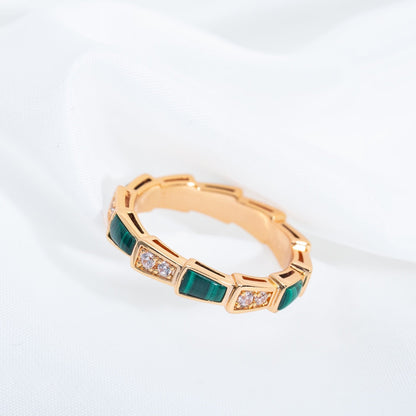 [Echo ]SERPENTI RING PINK GOLD MALACHITE DIAMOND 3MM