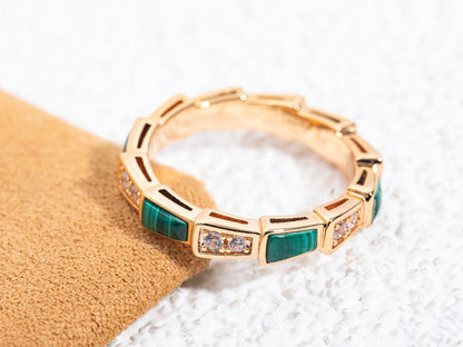 [Echo ]SERPENTI RING PINK GOLD MALACHITE DIAMOND 3MM