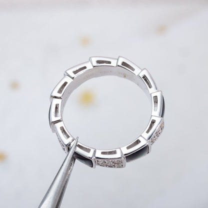[Echo ]SERPENTI RING SILVER DIAMOND BLACK MOP 4MM