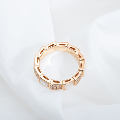[Kismet Jewels ]SERPENTI RING PINK GOLD MOP DIAMOND PAVED 4MM