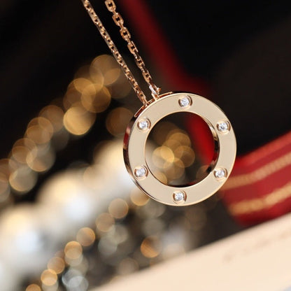 [Kismet Jewels ]LOVE NECKLACE 16MM 6 DIAMONDS PINK GOLD