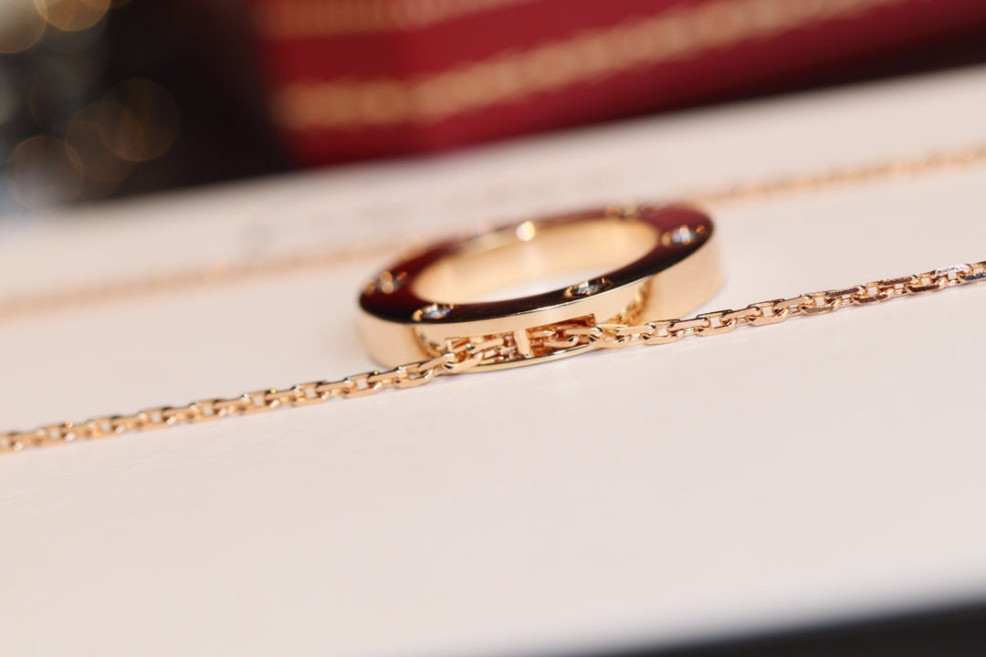 [Kismet Jewels ]LOVE NECKLACE 16MM 6 DIAMONDS PINK GOLD