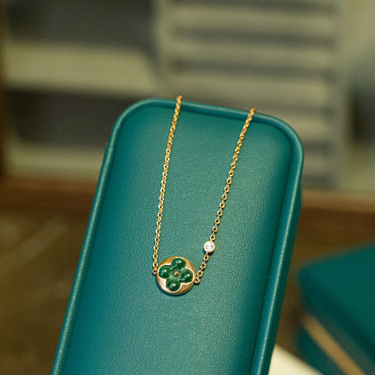 [Kismet Jewels ]SUN MALACHITE 1 DIAMOND PINK GOLD BRACELET