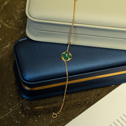 [Kismet Jewels ]SUN MALACHITE 1 DIAMOND PINK GOLD BRACELET