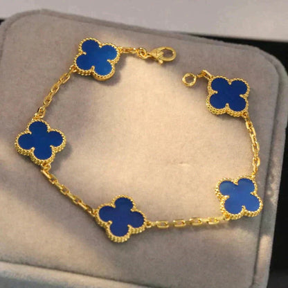 [Kismet Jewels ]CLOVER 5 MOTIFS BLUE AGATE BRACELET
