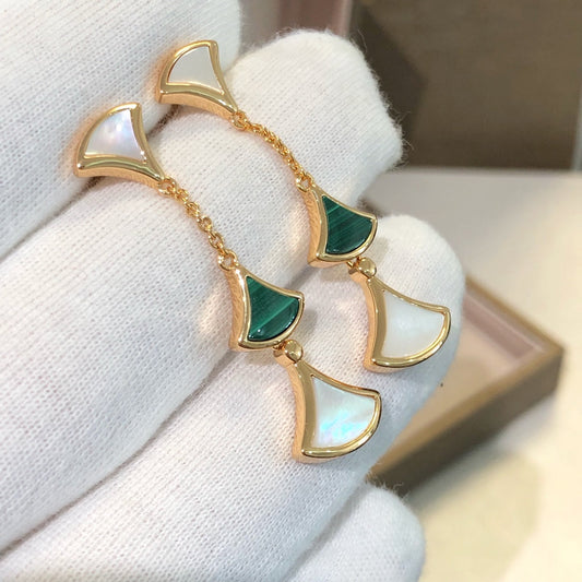[Echo ]DREAM EARRINGS 3 MOTIFS MALACHITE MOP PINK GOLD