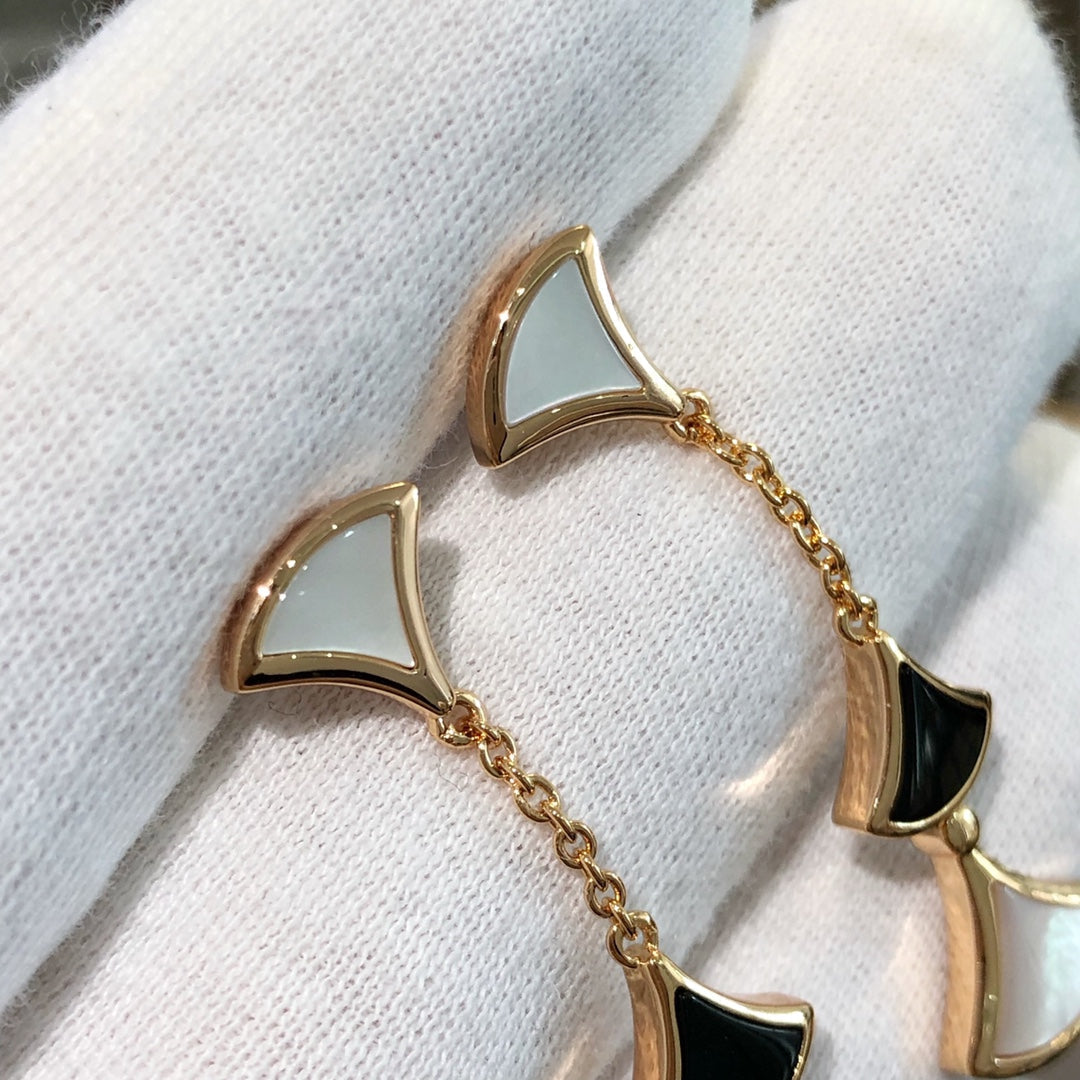 [Kismet Jewels ]DREAM EARRINGS 3 MOTIFS ONYX MOP PINK GOLD