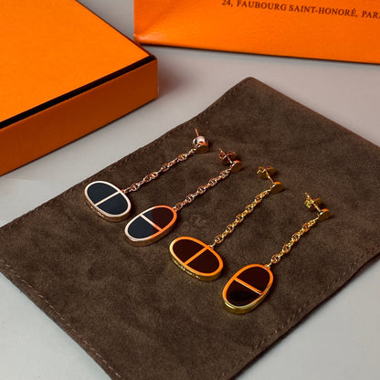 [Kismet Jewels ]CHAINE VERSO BLACK CERAMIC EARRINGS