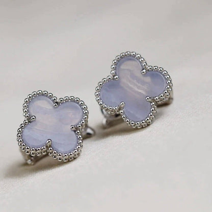 [Kismet Jewels ]CLOVER MEDIUM 1 MOTIFS  WHITE MOP EARRINGS SILVER