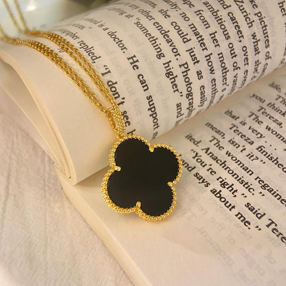 [Kismet Jewels ]CLOVER 25MM NECKLACE GOLD ONYX