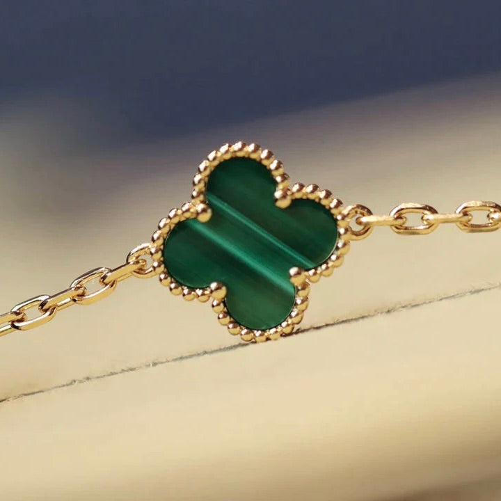 [Kismet Jewels ]CLOVER 20 MOTIFS MALACHITE DIAMOND NECKLACE