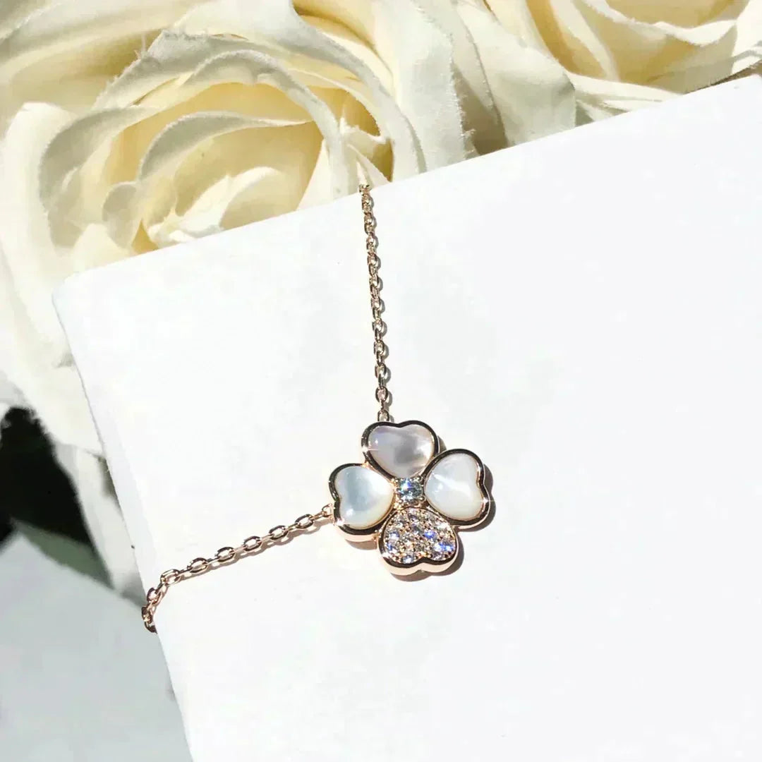 [Kismet Jewels ]CLOVER MOP DIAMOND ROSE GOLD NECKLACE