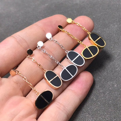 [Kismet Jewels ]CHAINE VERSO BLACK CERAMIC SILVER EARRINGS