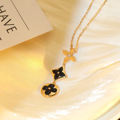 [Kismet Jewels ]STAR AND SUN ONYX PINK GOLD NECKLACE