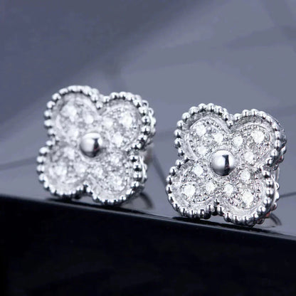[Kismet Jewels ]CLOVER 1 MOTIFS DIAMOND STUD EARRINGS SILVER