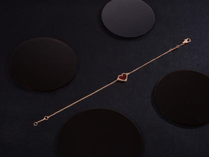 [Kismet Jewels ]HEART CARNELIAN PINK GOLD BRACELET
