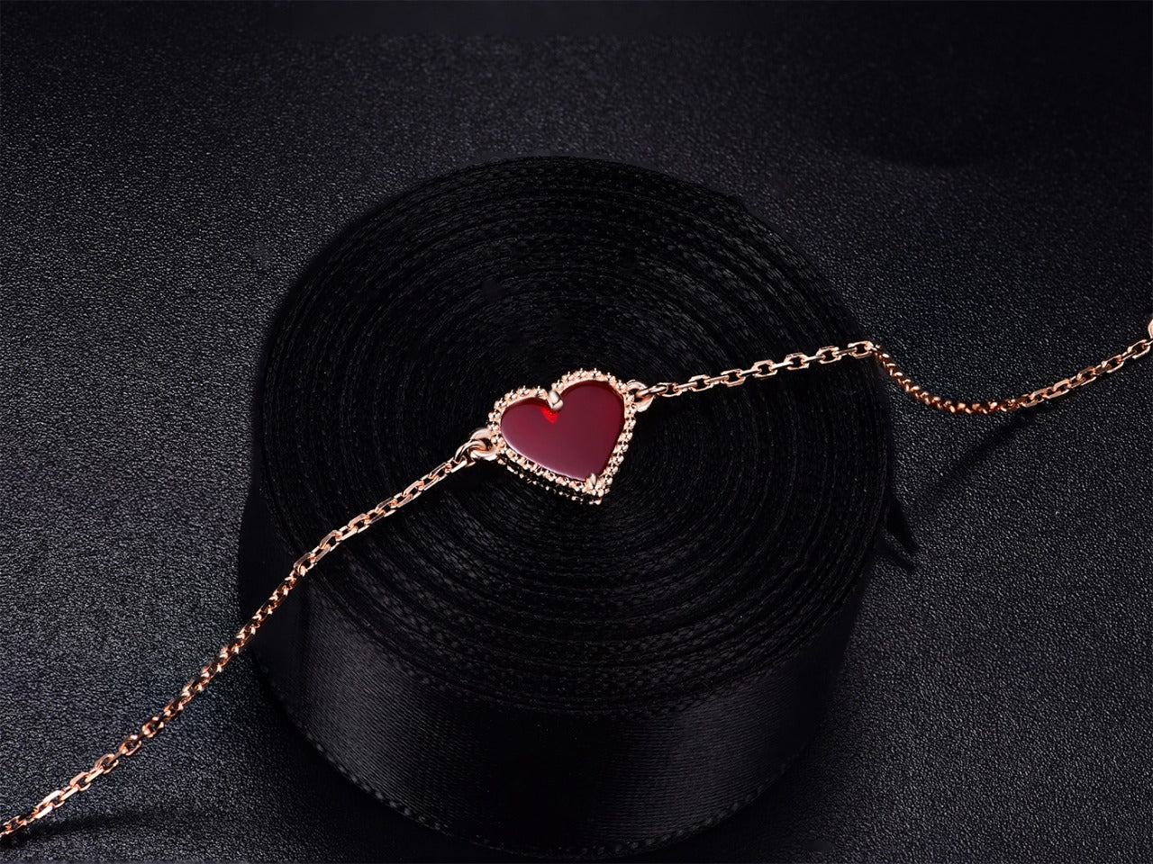 [Kismet Jewels ]HEART CARNELIAN PINK GOLD BRACELET