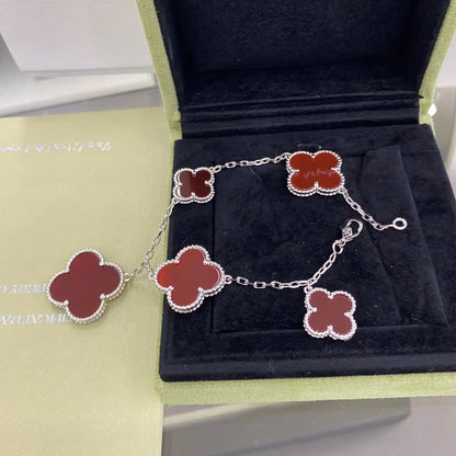 [Kismet Jewels ]CLOVER 5 MOTIFS SIVLER CARNELIAN BRACELET