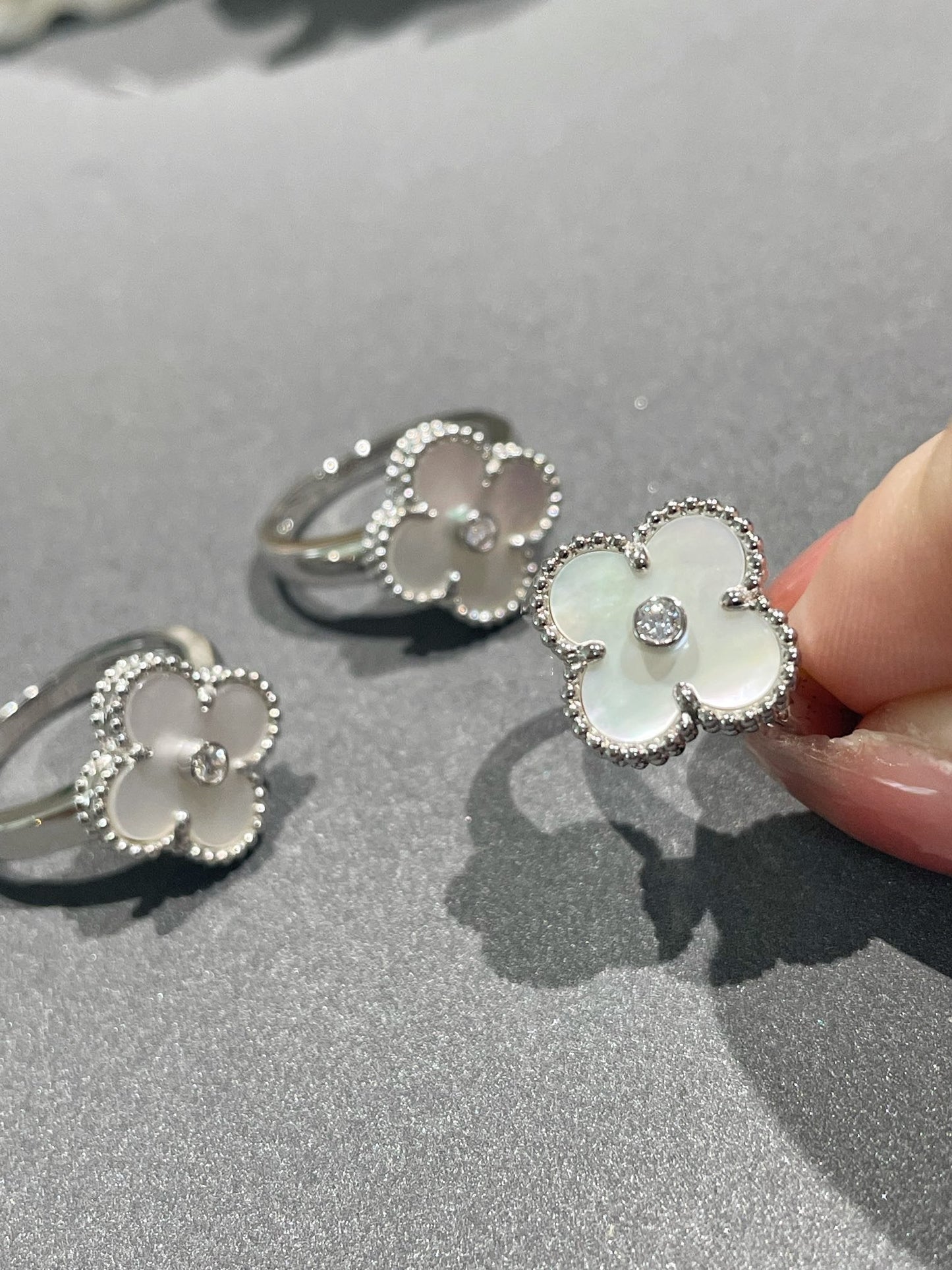 [Kismet Jewels ]CLOVER SILVER MOP DIAMOND RING