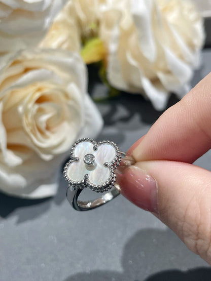 [Kismet Jewels ]CLOVER SILVER MOP DIAMOND RING