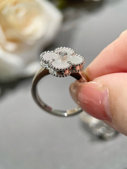 [Kismet Jewels ]CLOVER SILVER MOP DIAMOND RING