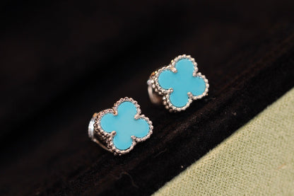 [Kismet Jewels ]CLOVER MINI TURQUOISE SILVER STUD EARRINGS