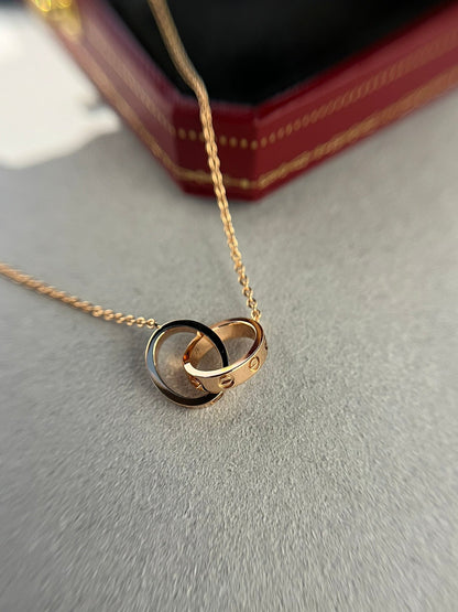[Kismet Jewels ]LOVE NECKLACE DOUBLE RING PINK GOLD