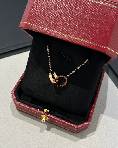 [Kismet Jewels ]LOVE NECKLACE DOUBLE RING PINK GOLD