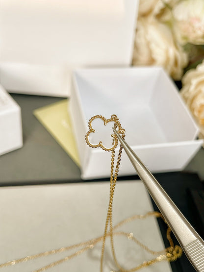 [Kismet Jewels ]CLOVER ROCK CRYSTAL ROSE GOLD NECKLACE