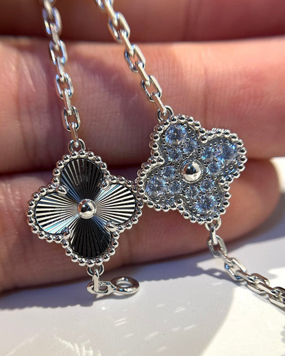 [Kismet Jewels ]CLOVER 5 MOTIF SILVER DIAMOND BRACELET