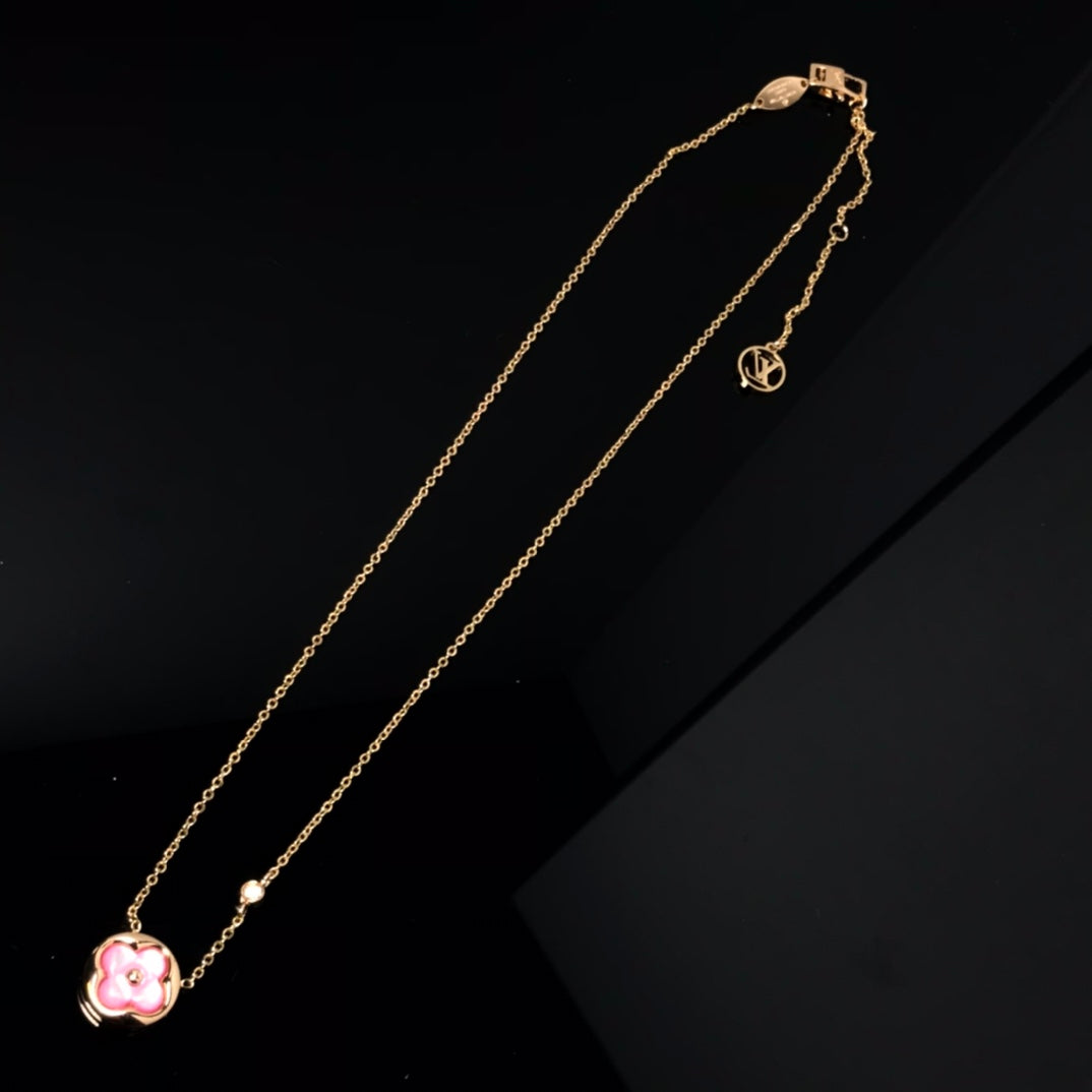 [Kismet Jewels ]COLOR BLOSSOM PINK MOP SUN GOLD NECKLACE
